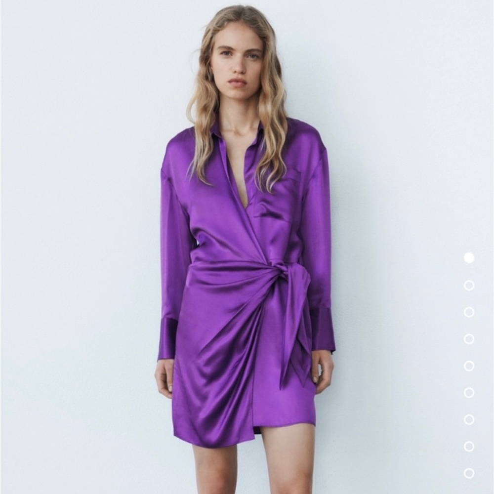 Zara Satin Effect Wrap Dress
